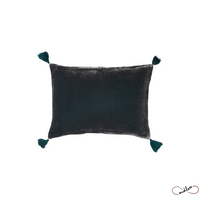 Cojín Pompons Goa Dark Slate