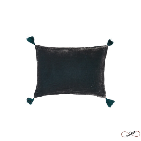 Cojín Pompons Goa Dark Slate
