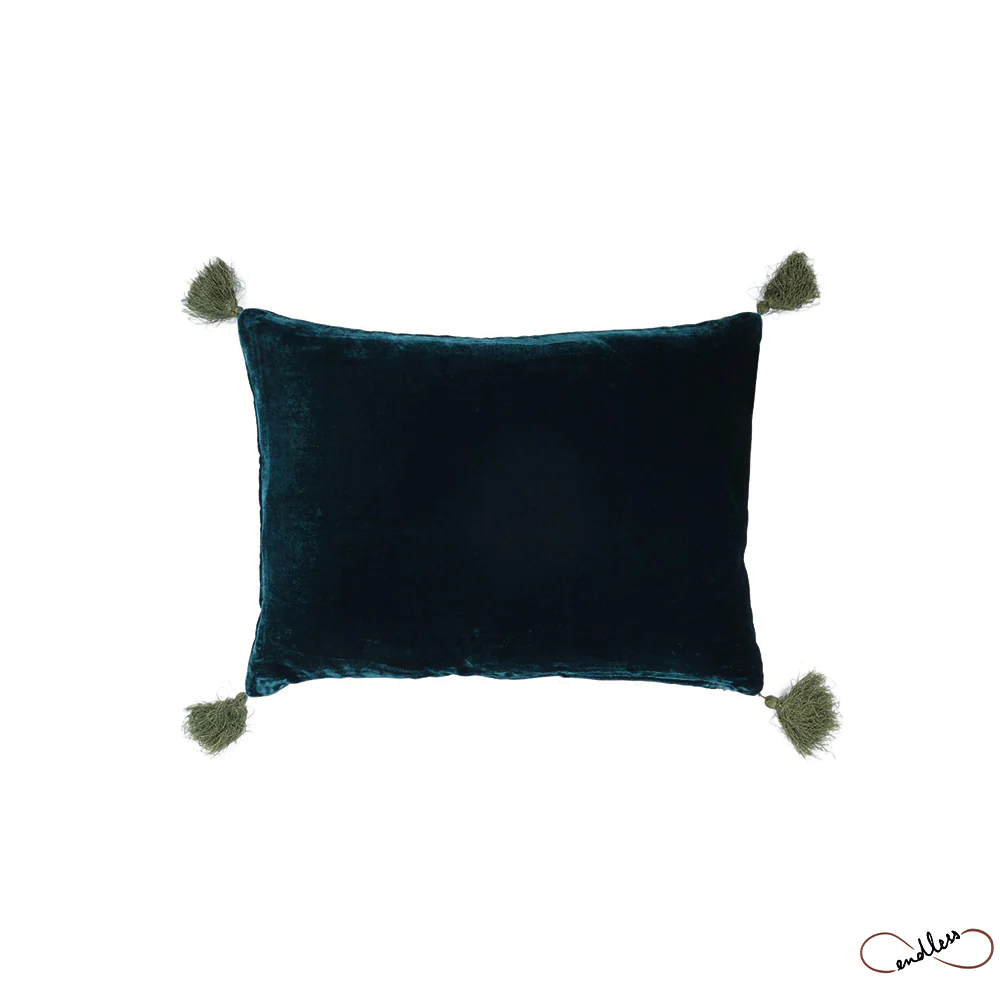 Cojín Pompons Goa Blue Coral