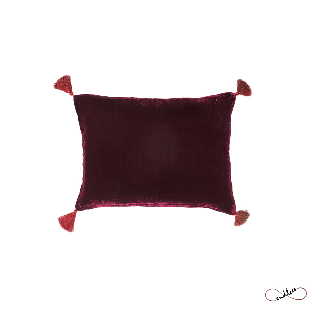 Cojín Pompons Goa Burgundy