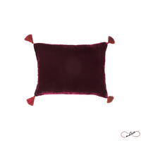 Cojín Pompons Goa Burgundy
